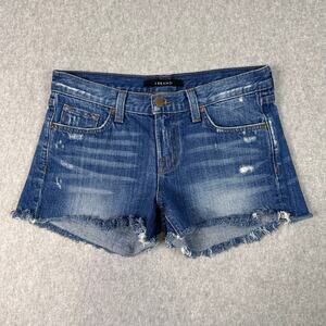 J Brand Shorts Libra Cut Off Distressed Raw Hem Womens 25 Blue Med Wash #13526